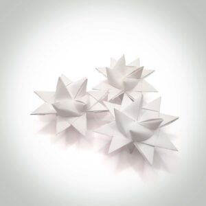 Three white braided stars